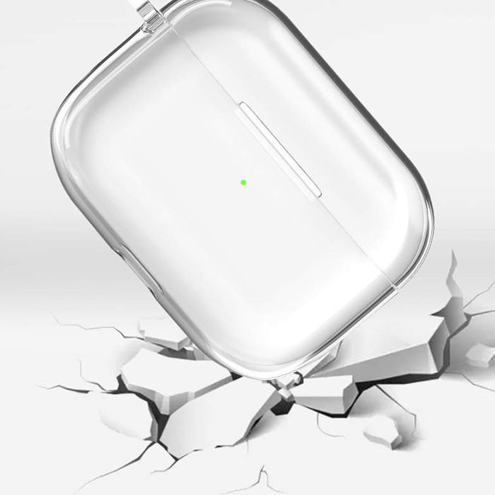 Чехол TOTU TWS Pro Premium Case для AirPods Pro ударопрочный c карабином прозрачный