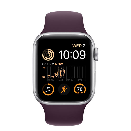 Часы Apple Watch SE 44 мм - фиолетовый силиконовый ремешок