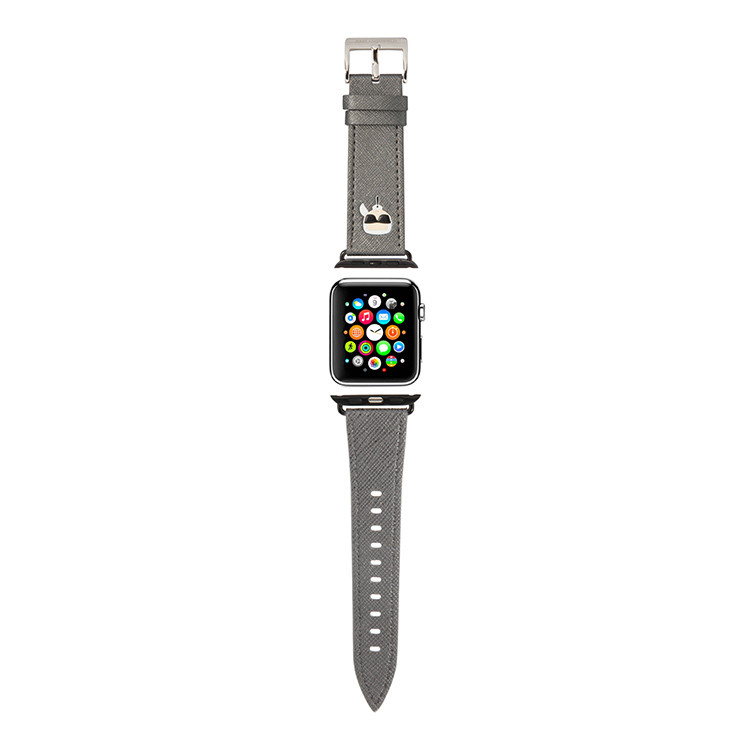 Ремешок Lagerfeld PU Saffiano Karl head Silver для Apple Watch 41/40/38 мм серебристо-серый