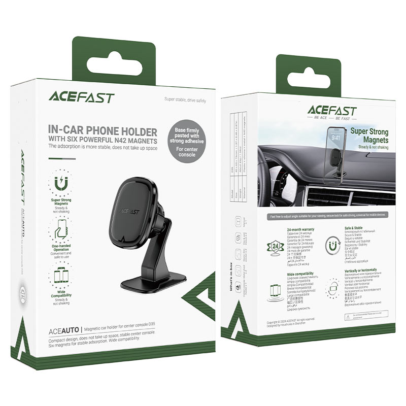 Автомобильный держатель Acefast D35 Car Mount Magnetic Holder чёрный (AF-D35-BK)