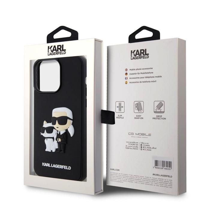 Lagerfeld для iPhone 15 Pro Max чехол 3D Rubber Karl & Choupette Hard Black