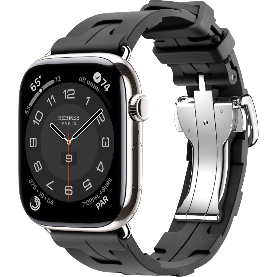Умные часы Apple Watch Series 10 Hermes 46 мм, спортивный ремешок Kilim черного цвета