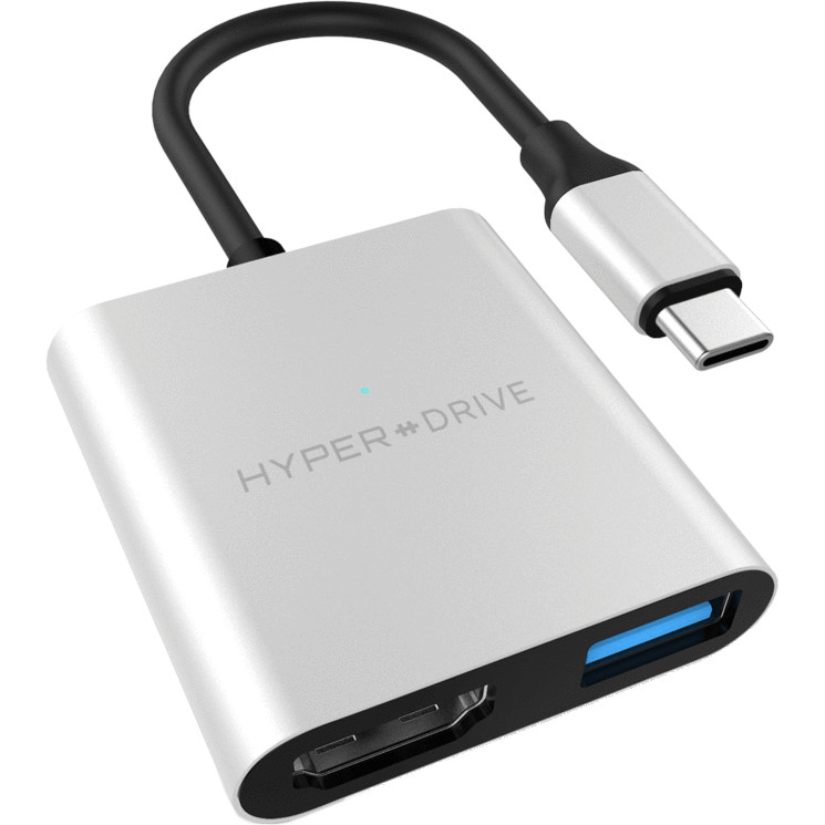 Адаптер HyperDrive 4K HDMI 3-in-1 USB-C Hub серебристый
