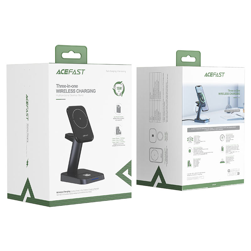 Беспроводное зарядное устройство Acefast E3 3-in-1 Fast Wireless Charger Desktop Holder (AF-E3-BK)