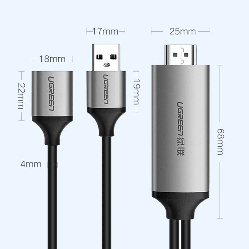 Адаптер UGREEN CM151 (50291) USB to HDMI (1,5 метра) Digital AV Adapter серый