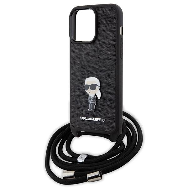 Чехол CG Mobile Lagerfeld Crossbody Saffiano для iPhone 15 Pro Max чёрный
