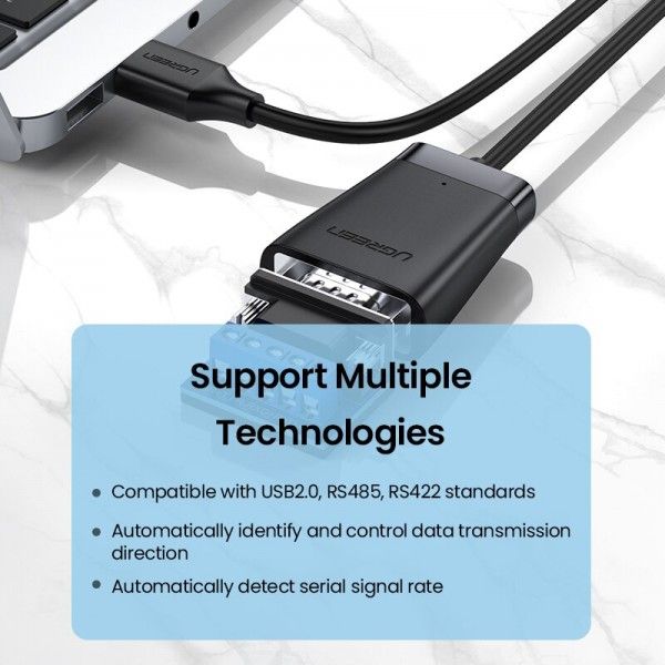 Кабель-адаптер UGREEN CM253 (60562) USB 2.0 to 422/485 Adapter Cable (1.5 метра) чёрный