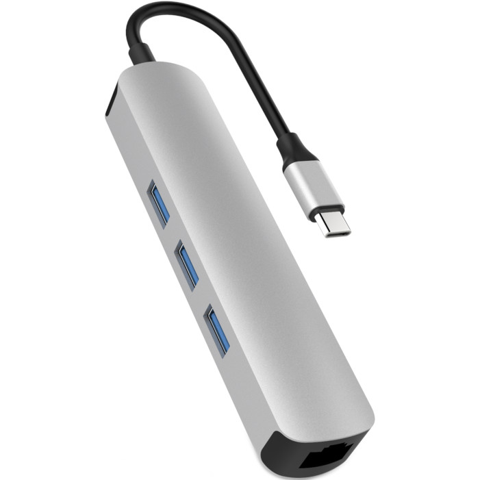 Адаптер HyperDrive TUBE 6-in-1 USB-C Hub серебристый (HD233B-SILVER)