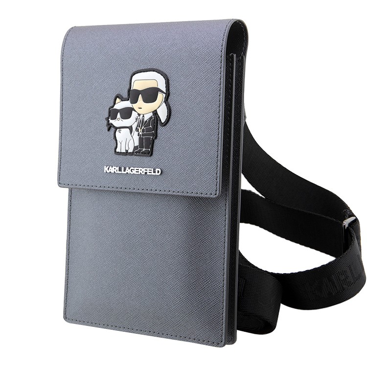 Сумка Lagerfeld Wallet Phone Bag PU Saffiano для смартфонов Karl & Choupette Silver