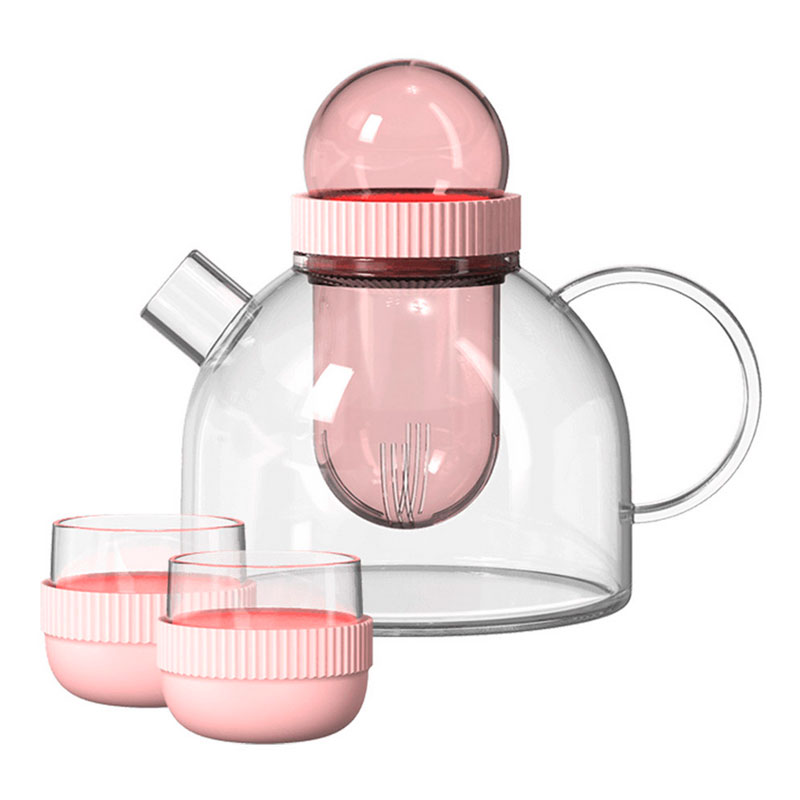 Заварочный чайник и две чашки KissKissFish BoogieWoogie Teapot with cups (розовый)