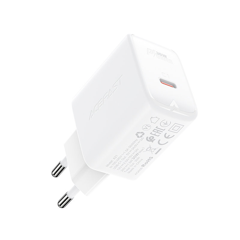 Сетевое зарядное устройство Acefast A21 GaN PD 30W 1 x USB-C белое (AF-A21-WH)