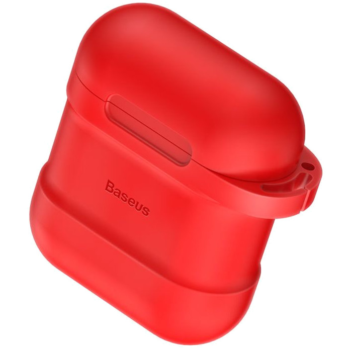 Чехол Baseus Silicone Case с держателем наушников для Airpods красный