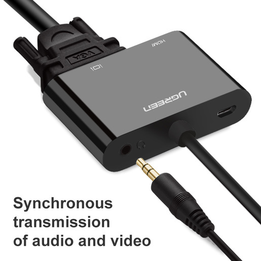 Переходник Ugreen CM101 (40744) HDMI to VGA + HDMI Converter чёрный