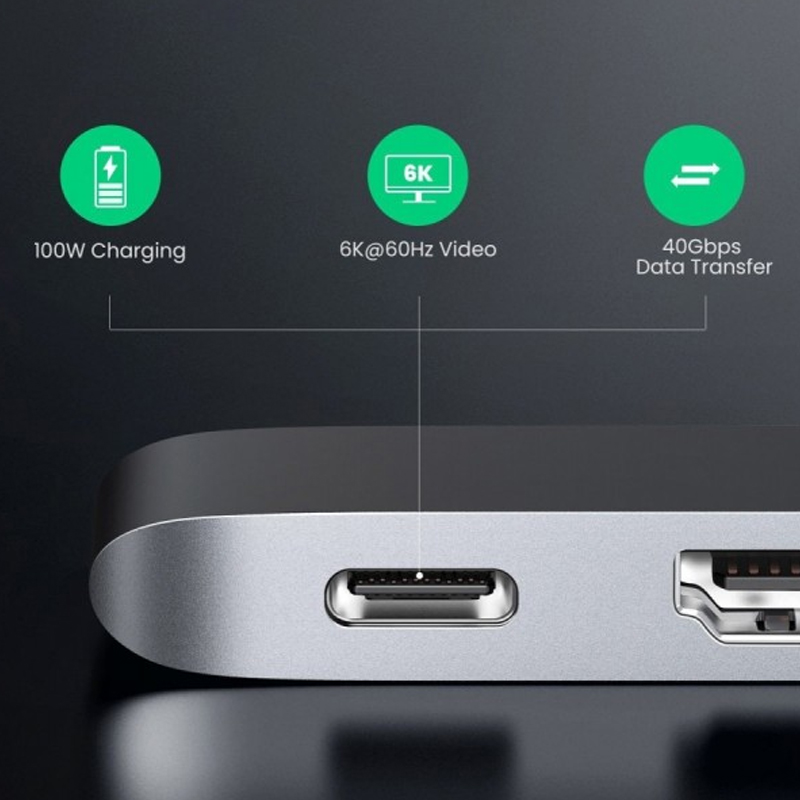 Мульти Хаб Ugreen CM251 (60559) USB-C Multifunction Adapter Серый космос