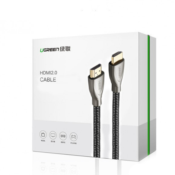 Кабель Ugreen HD131 HDMI to HDMI Braided Nylon Cable (1,5 метра) серый  (50107)