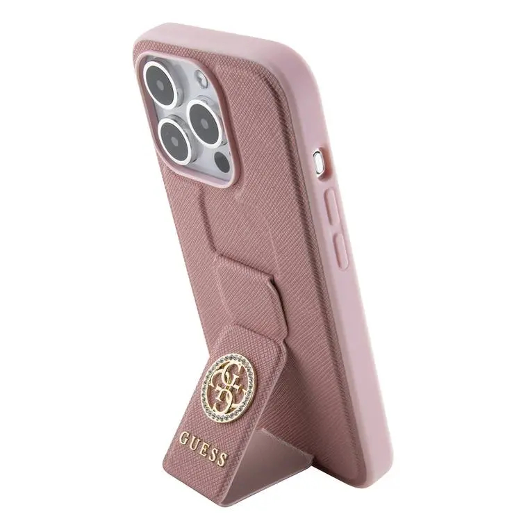 Чехол CG Mobile Guess Grip Stand 4G Saffiano для iPhone 15 Pro Max розовый
