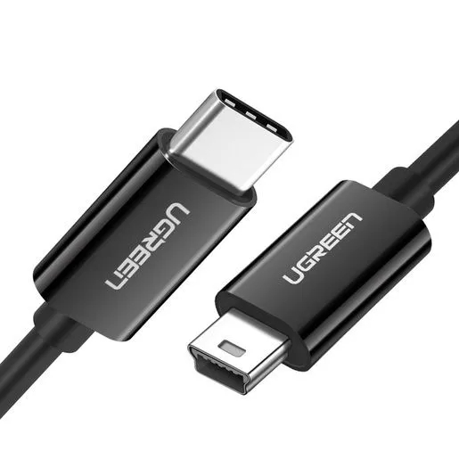 Кабель Ugreen US242 USB Type-C to USB Mini-B 28+24AWG Cable (1 метр) чёрный (50445)