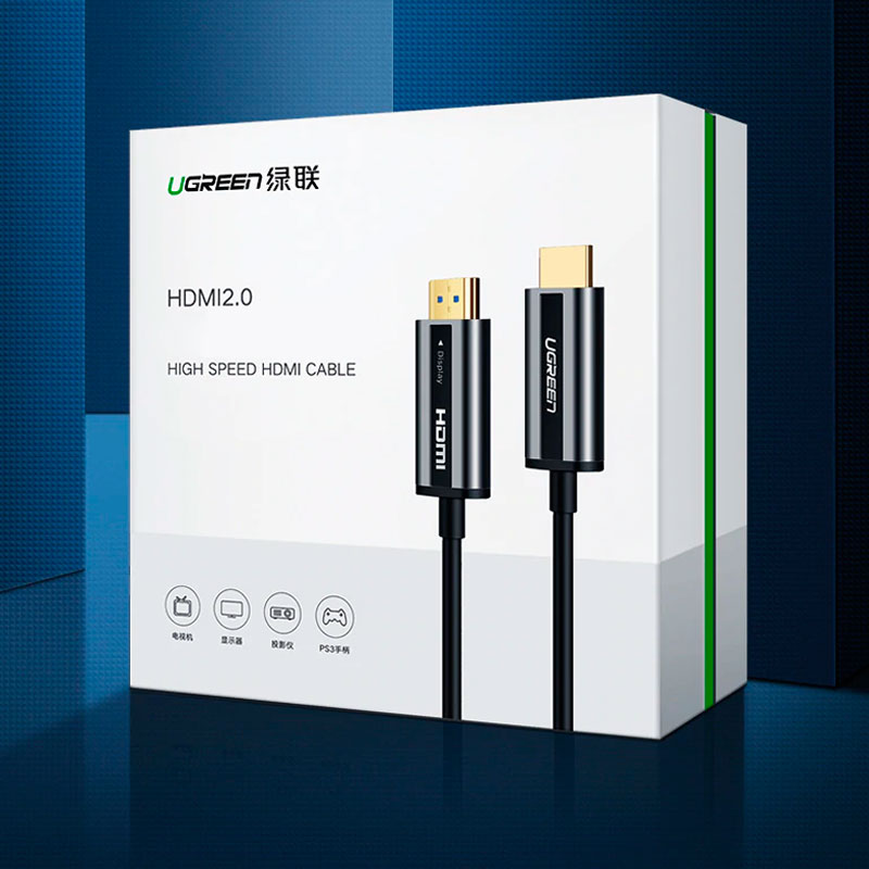 Кабель Ugreen HD132 (50218) HDMI Zinc Alloy Optical Fiber Cable (40 метров) чёрный