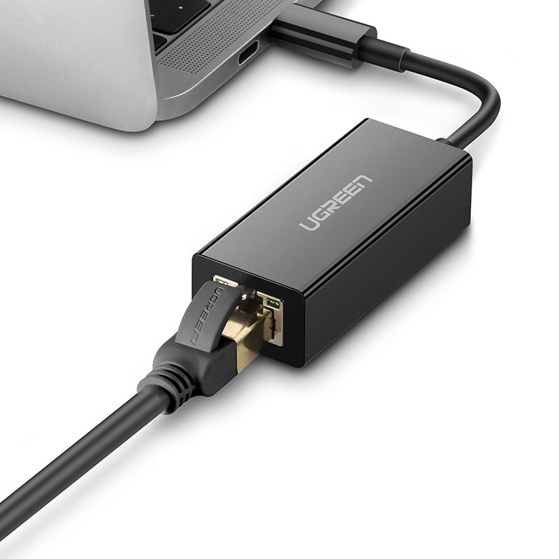 Адаптер UGREEN US236 (50307) USB-C 3.1 GEN1 Male to 10/100/1000Mbps Ethernet Adapter чёрный