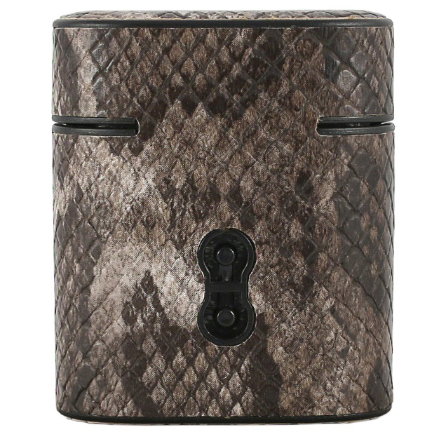 Чехол Guess Python PU Leather Case Metal Logo для AirPods коричневый