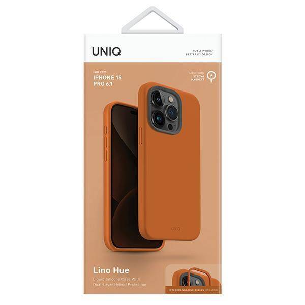 Чехол Uniq LINO MagSafe для iPhone 15 Pro оранжевый (Orange)