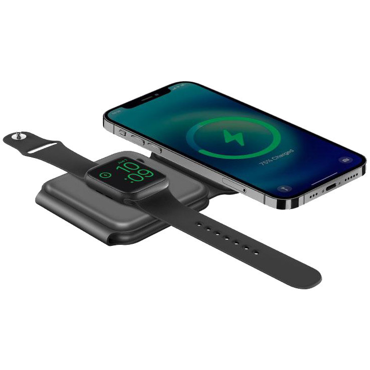 Беспроводное зарядное устройство EnergEA Bazic GoMag Trio Magnetic Wireless 15W серое (GM-TRIO-GRY)