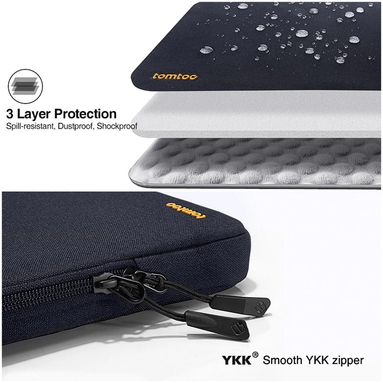 Чехол Tomtoc Defender Laptop Sleeve A13 для ноутбуков 15.6" чёрный (Black)