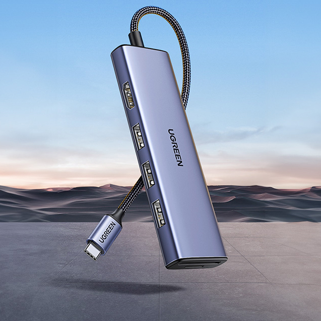 Мульти Хаб Ugreen CM511 6-in-1 USB-C to HDMI / 3 x USB 3.0 / SD / micro-SD серый (20956A)