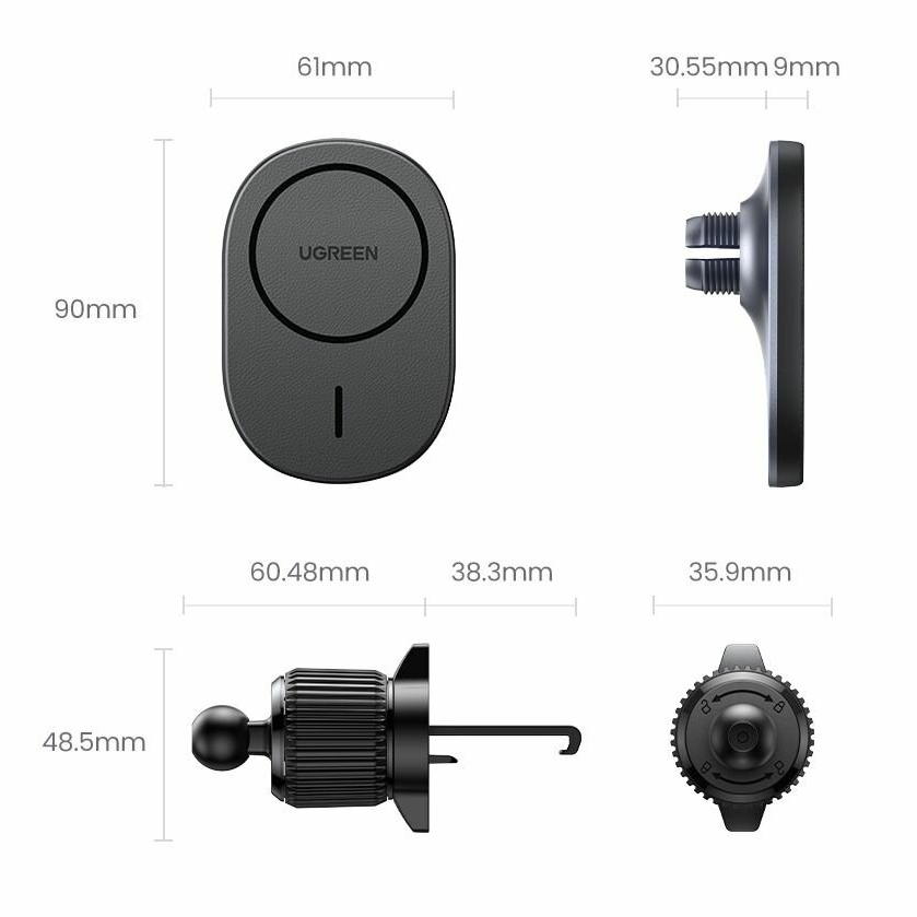 Автодержатель с функцией беспроводной зарядки Ugreen CD345 (25925) 
