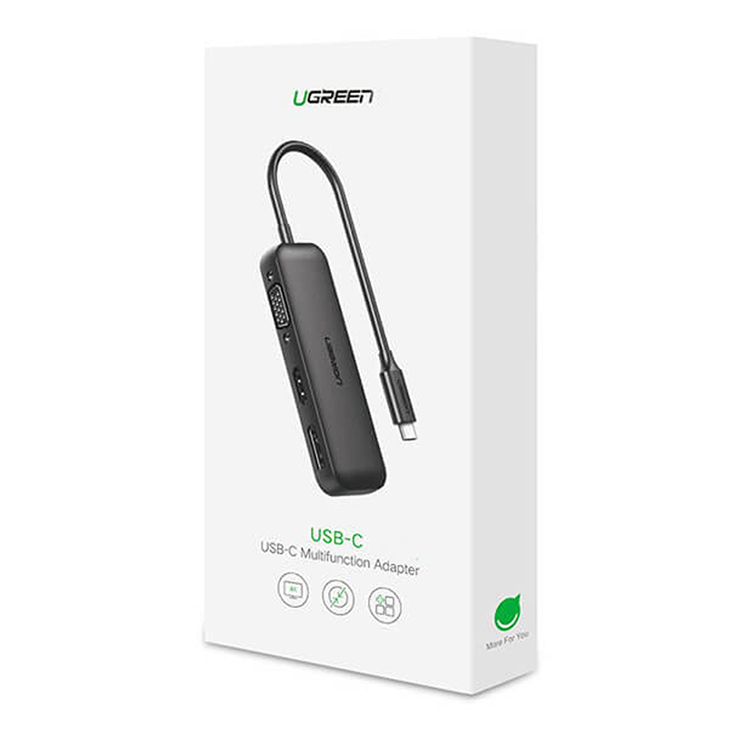 Мульти Хаб UGREEN CM260 (60568) USB-C to HDMI+VGA+DP Multifunction Adapter чёрный