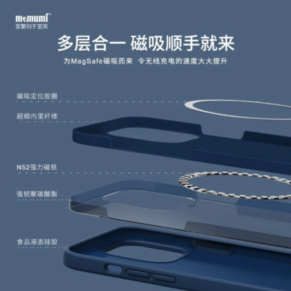Чехол Memumi MagSafe Crystalloid Series Magnetic Liquid Silicone Case для iPhone 14 Pro розовый