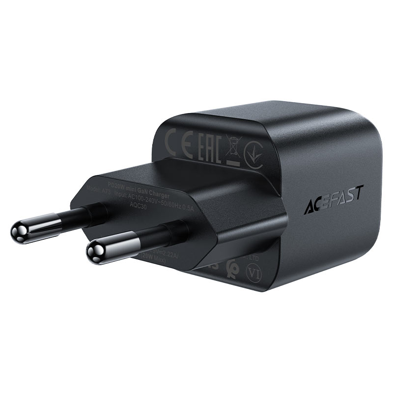 Сетевое зарядное устройство Acefast A73 Mini PD20W GaN USB-C Charger чёрное (AF-A73-BK)