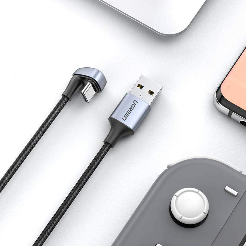 Кабель угловой UGREEN US311 (70315) USB 2.0-A - USB-C плетеный - 2м