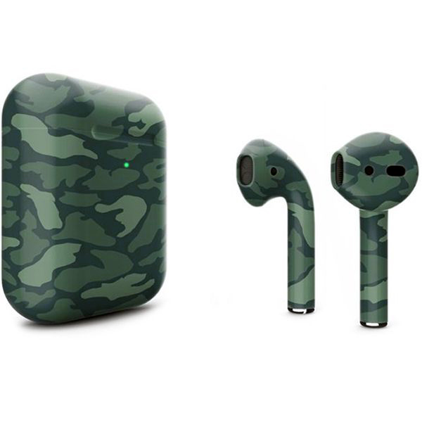 Беспроводные наушники Apple AirPods 2 (с функцией беспроводной зарядки) Custom Edition зелёный камуфляж