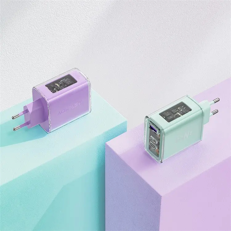 Сетевое зарядное устройство AceFast A45 Sparkling series PD65W GaN (2xUSB-C+USB-A) FCW Charger зелёное (Green)
