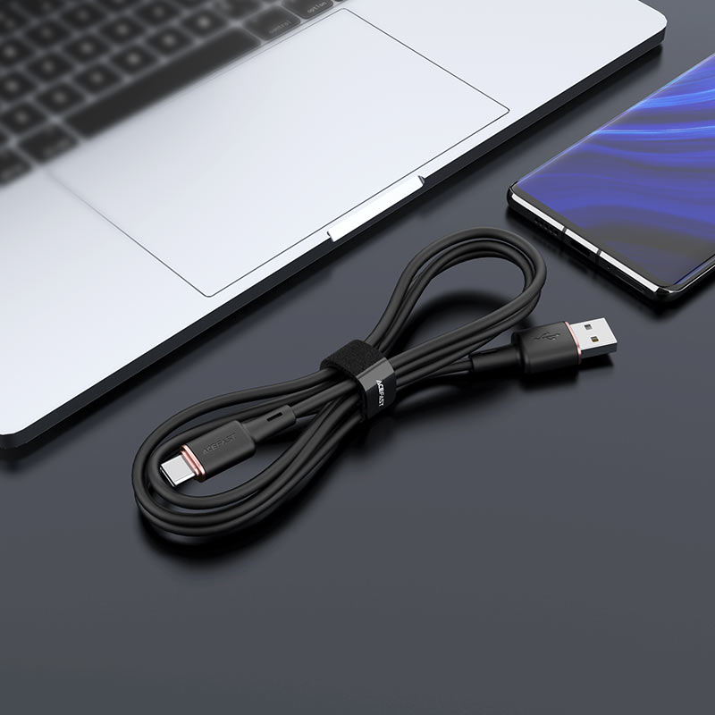 Кабель ACEFAST C2-04 USB-A to USB-C zinc alloy silicone charging data cable (1,2 метра) чёрный