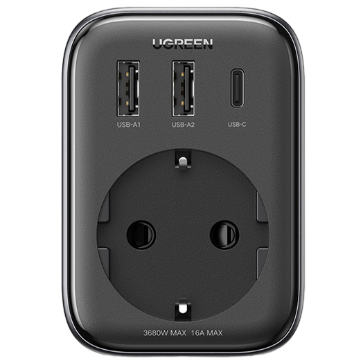 Сетевое зарядное устройство Ugreen CD314 2 x USB-A + USB-C 30W чёрное (90613)