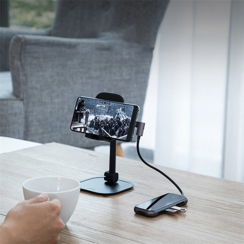 Мульти хаб Baseus Multi-functional HUB USB-C to HDMI / 3xUSB 3.0 / PD / SD / MicroSD тёмно-серый (CAHUB-CZ0G) 