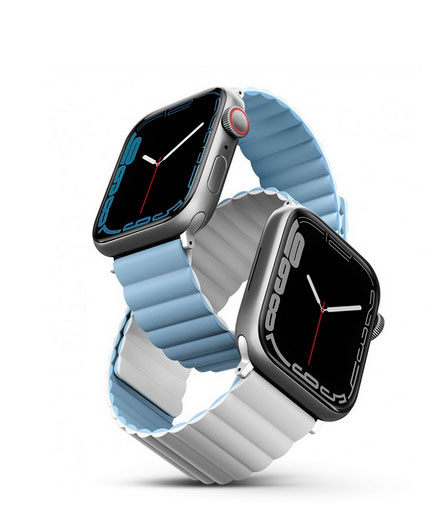 Uniq для Apple Watch 45/44/42 mm ремешок Revix reversible Magnetic White/Blue