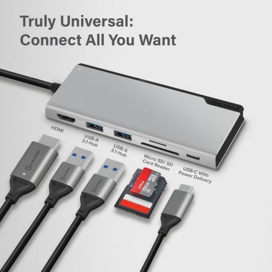 Мульти хаб ALOGIC USB-C Dock UNI серый космос