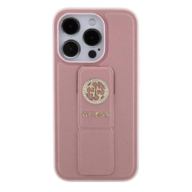 Чехол CG Mobile Guess Grip Stand 4G Saffiano для iPhone 15 Pro Max розовый