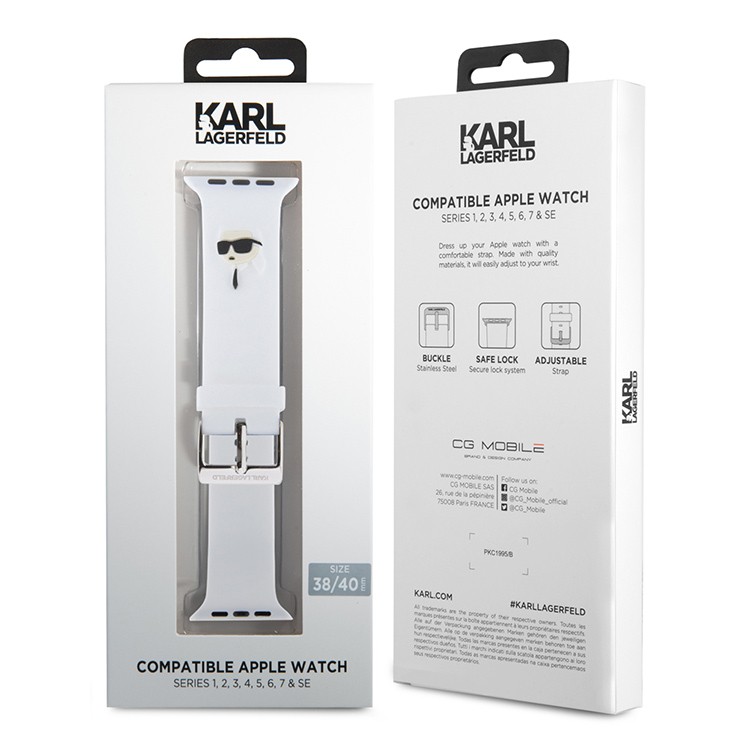Ремешок CG Mobile Lagerfeld 3D Rubber NFT Karl Head для Apple Watch 38/40/41 мм белый