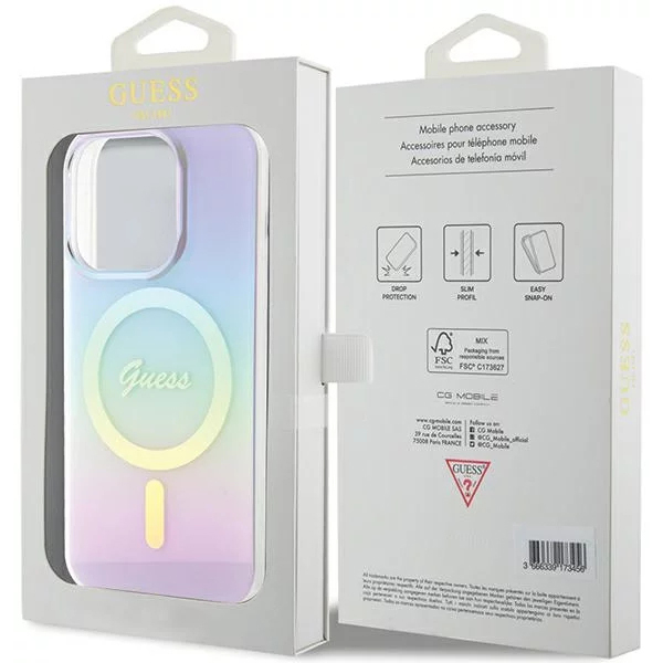 Чехол CG Mobile Guess IML Iridescent MagSafe для iPhone 15 Pro фиолетовый градиент