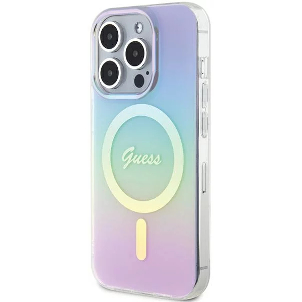Чехол CG Mobile Guess IML Iridescent MagSafe для iPhone 15 Pro фиолетовый градиент