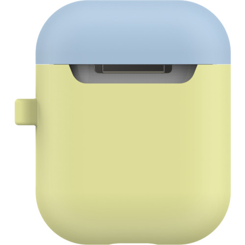 Чехол LAB.C Silicone Capsule 2in1 для Airpods лимонный Lemon (голубая Pastel Blue/коралловая Coral крышки)