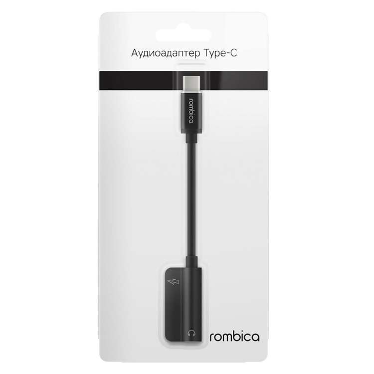 Переходник Rombica Type-C Adapter 3.5CJ Type-C Male to Type-C Female / 3.5 mm  чёрный (TC-00190)