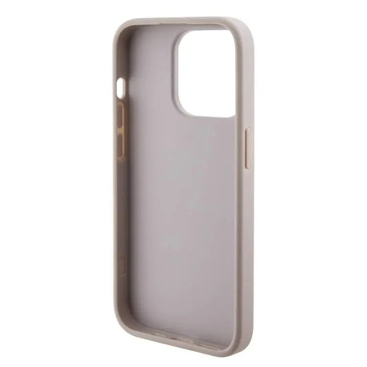 Чехол CG Mobile Guess Grip Stand PU 4G Triangle Diamond Metal Logo для iPhone 15 Pro Max розовый