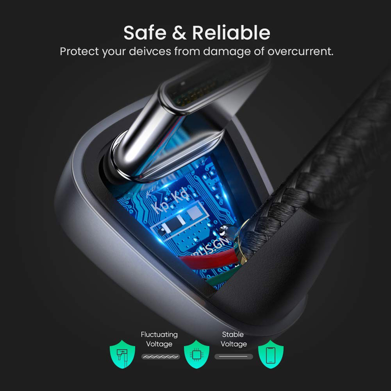 Кабель угловой UGREEN US311 (70315) USB 2.0-A - USB-C плетеный - 2м