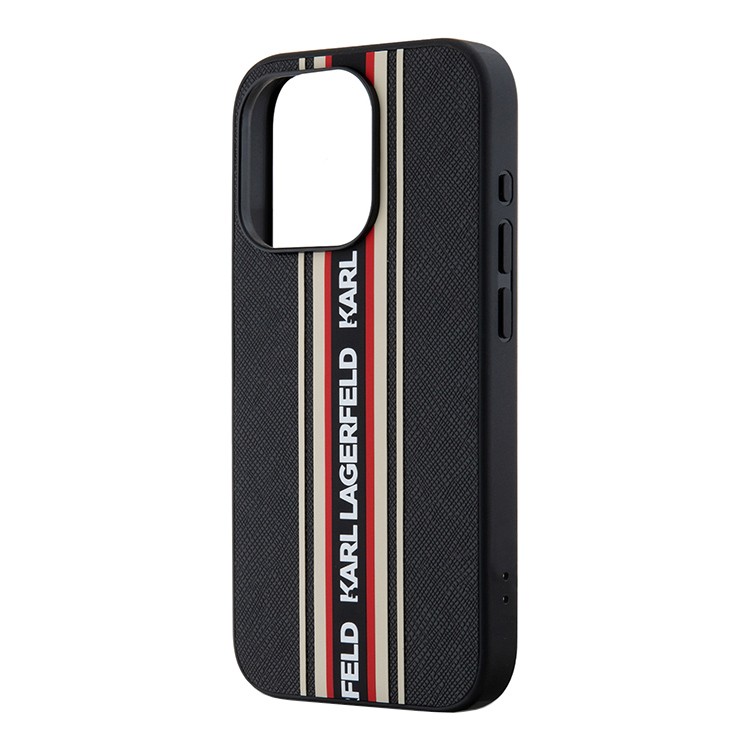 Чехол CG Mobile Karl Lagerfeld PU Saffiano Stripe Logo Hard для iPhone 16 Pro Max чёрный / красный