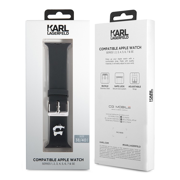 Ремешок CG Mobile Lagerfeld 3D Rubber NFT Choupette Head для Apple Watch 38/40/41 мм чёрный